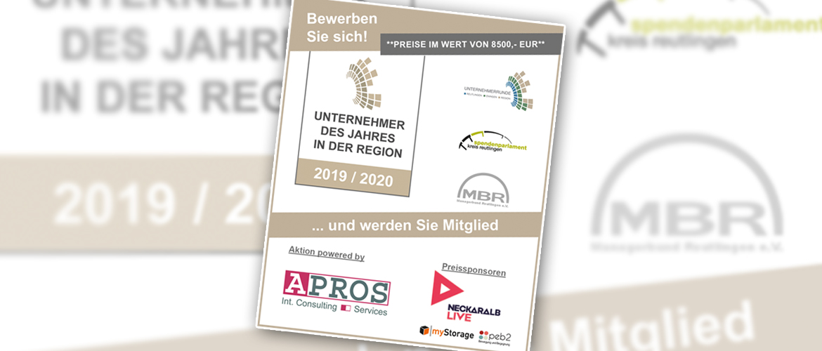 'Unternehmer des Jahres in der Region Reutlingen 2019/2020'